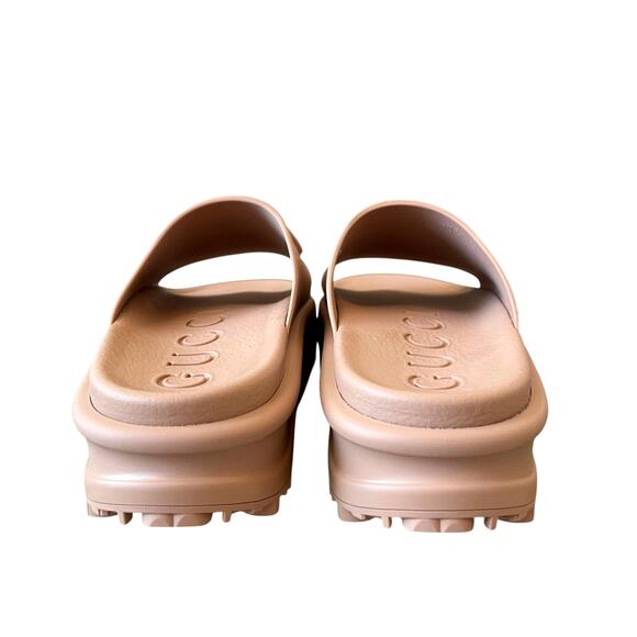 GUCCI Womens GG Rubber Platform Slide Sandals Camel 692845 EU 37, US 7 $650 NEW - Picture 7 of 16